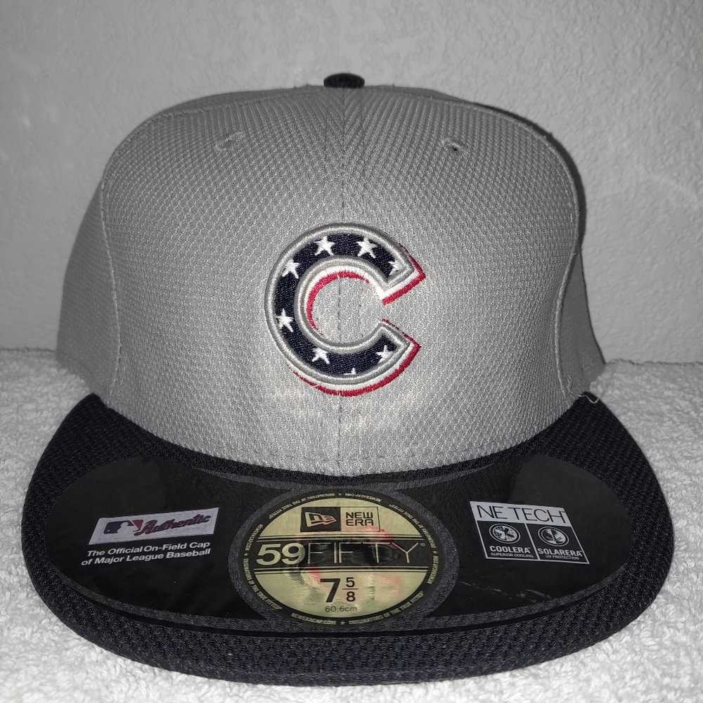 NEW ERA 59FIFTY CHICAGO CUBS 4TH OF JULY GRAY NAVY FITTED HAT CAP SIZE 7 5/8